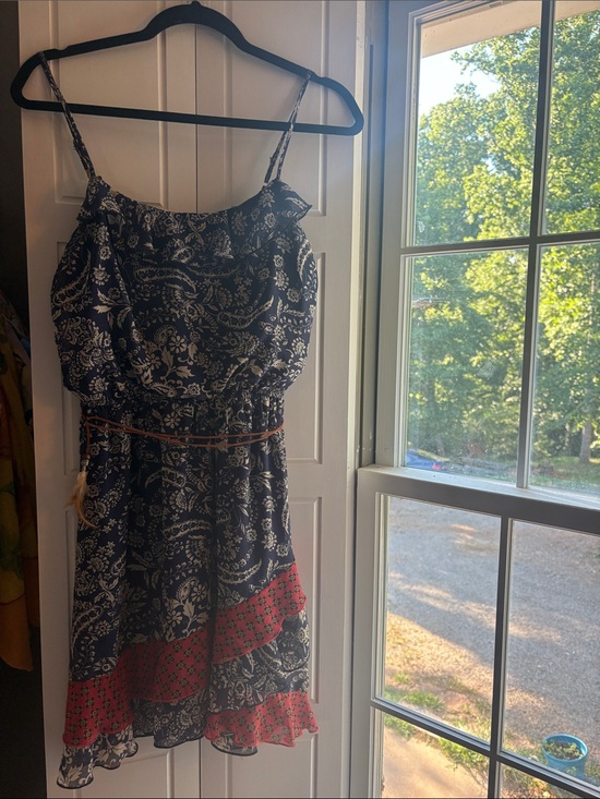 Accidentally In Love Dresses & Skirts - Accidentally In Love Navy Paisley Mini Dress with Red Hem